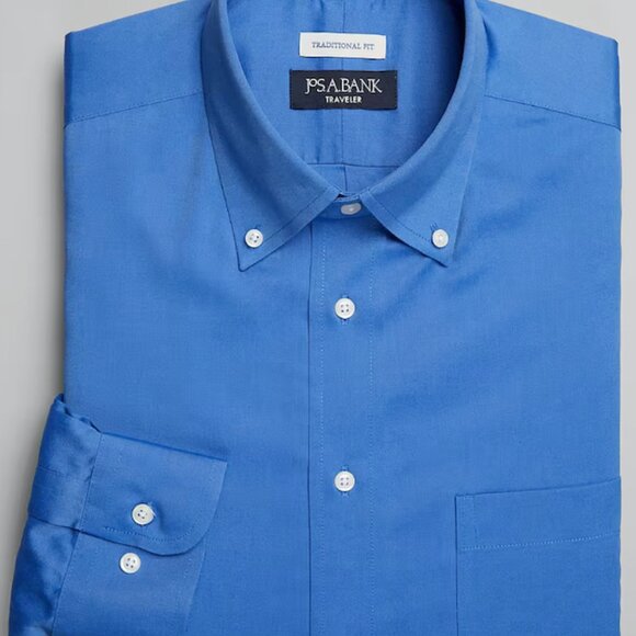 Jos.A.Bank Traveler Collec Traditional Fit ButtonDown CollarDress Shirt-18 34/35 - Picture 2 of 2